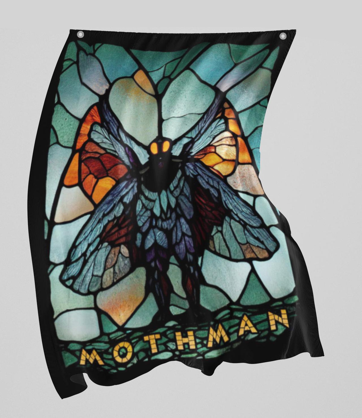 Mothman Flag, Double Sided Cryptid Garden Flag, Stained Glass Outdoor Decor, Cryptozoology Gift