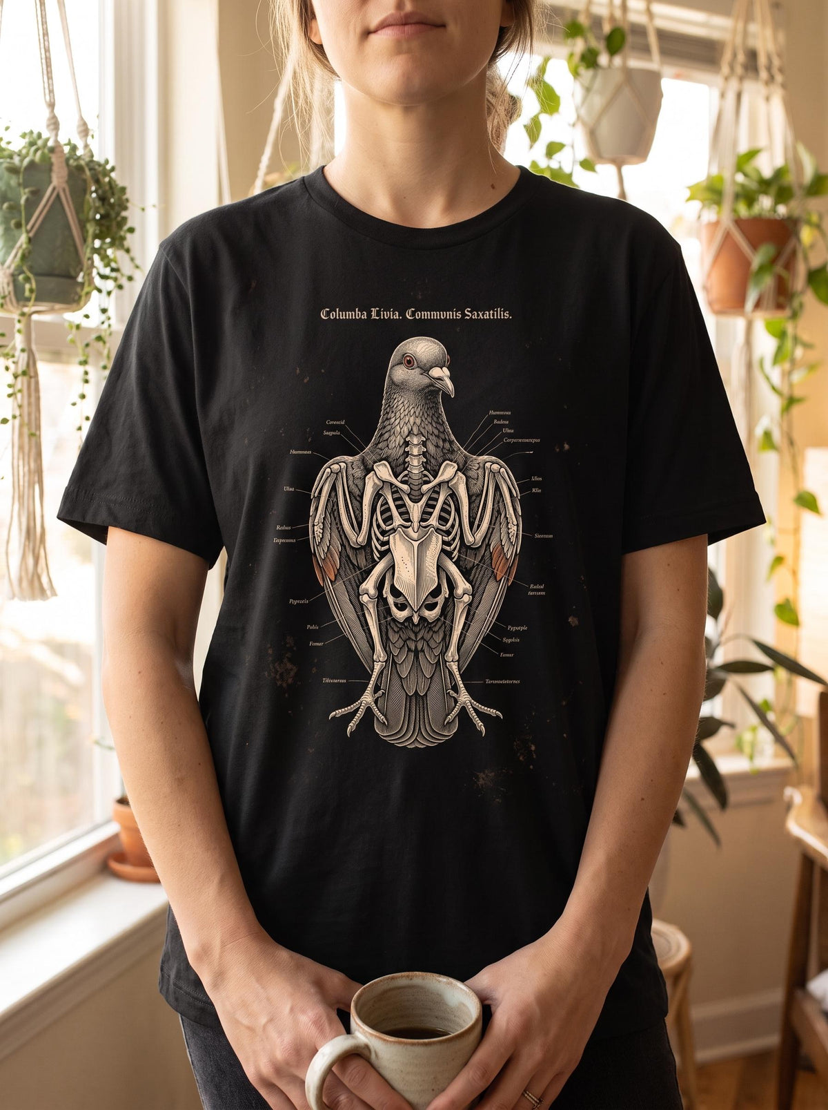 Pigeon Shirt, Rock Dove Anatomy Tee, Occult Naturalist Bird T-Shirt, Dark Academia Ornithology Gift