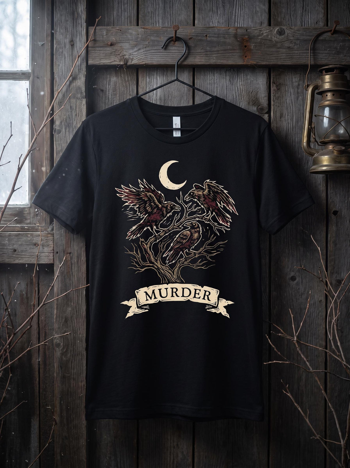 Crow Shirt, Murder of Crows Tee, Three Ravens T-Shirt, Folk Horror Gothic Gift, Dark Occult Bird Shirt