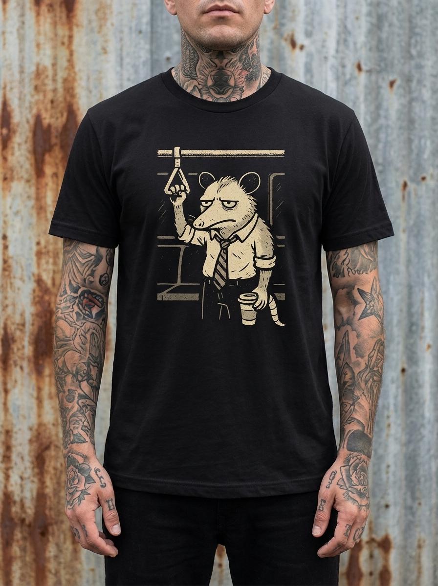 Possum Shirt, The Commuter Opossum Tee, Funny Tired Possum Shirt, Trash Animal Office Humor Gift