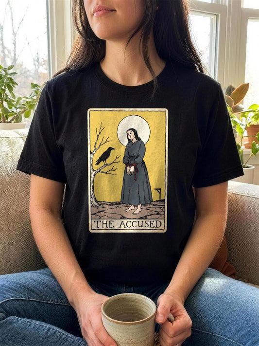 Salem Witch Shirt, The Accused Tarot Card Tee, Witchy Halloween Shirt, Witch Trial Gift