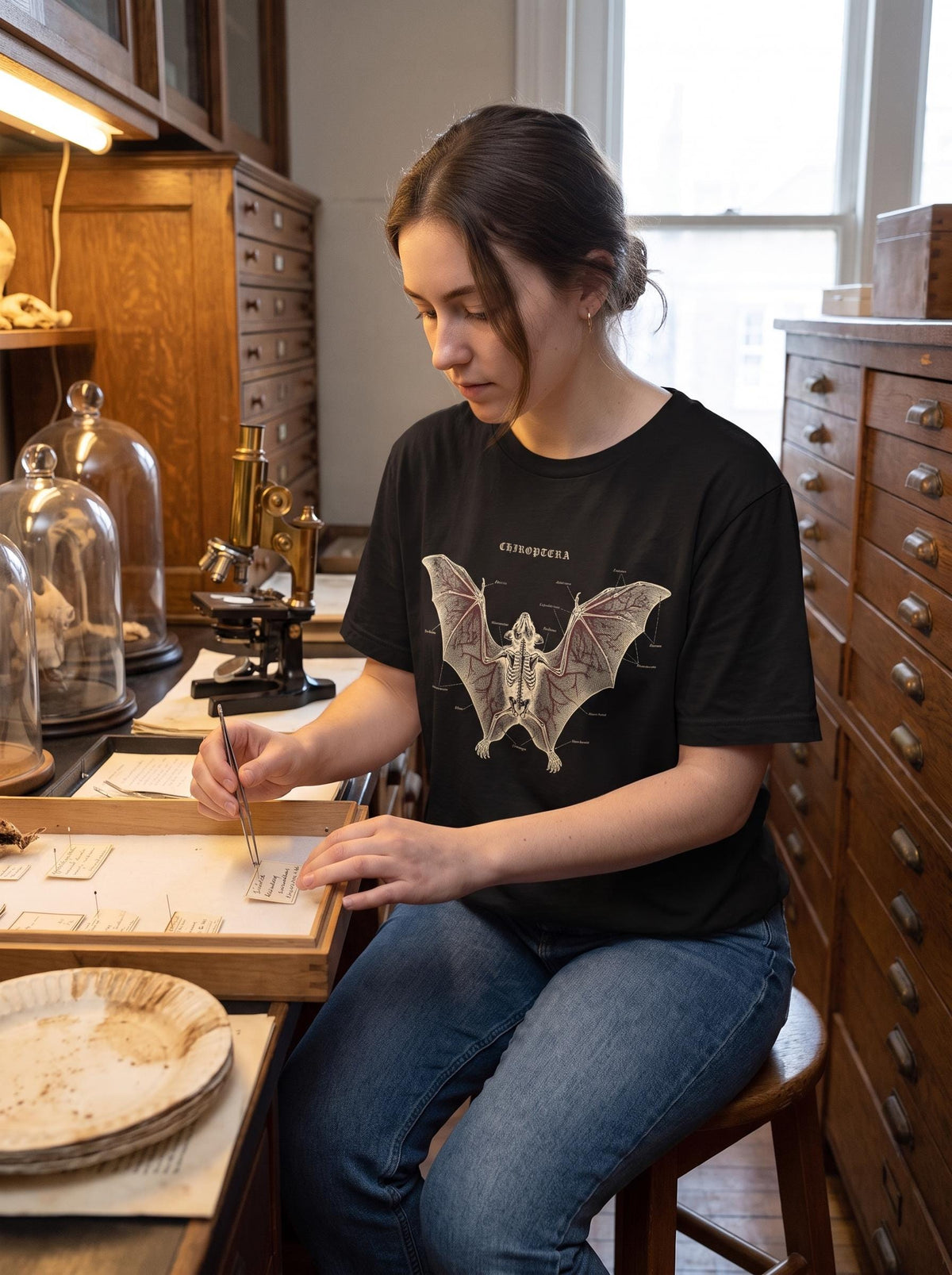 Anatomical Bat Shirt, Chiroptera Plate Tee, Gothic Bat T-Shirt, Vintage Science Bat Art, Nature Goth Halloween Gift