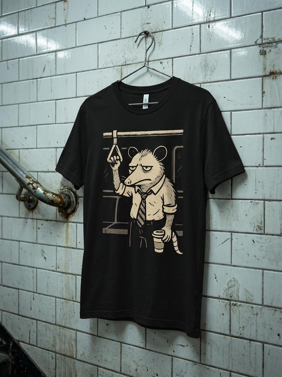 Possum Shirt, The Commuter Opossum Tee, Funny Tired Possum Shirt, Trash Animal Office Humor Gift