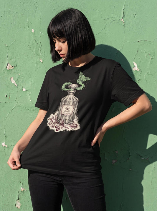 Poison Bottle Shirt, Apothecary Flask Tee, Witchy Occult T-Shirt, Gothic Alchemy Gift, Dark Academia Potion Shirt