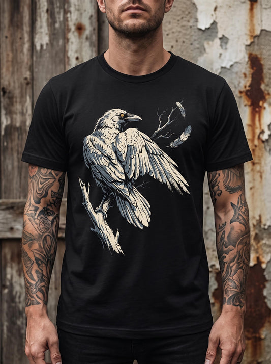Raven Shirt, Gothic Crow Tee, Dark Academia Nature Gothic T-Shirt, Poe Halloween Bird Gift