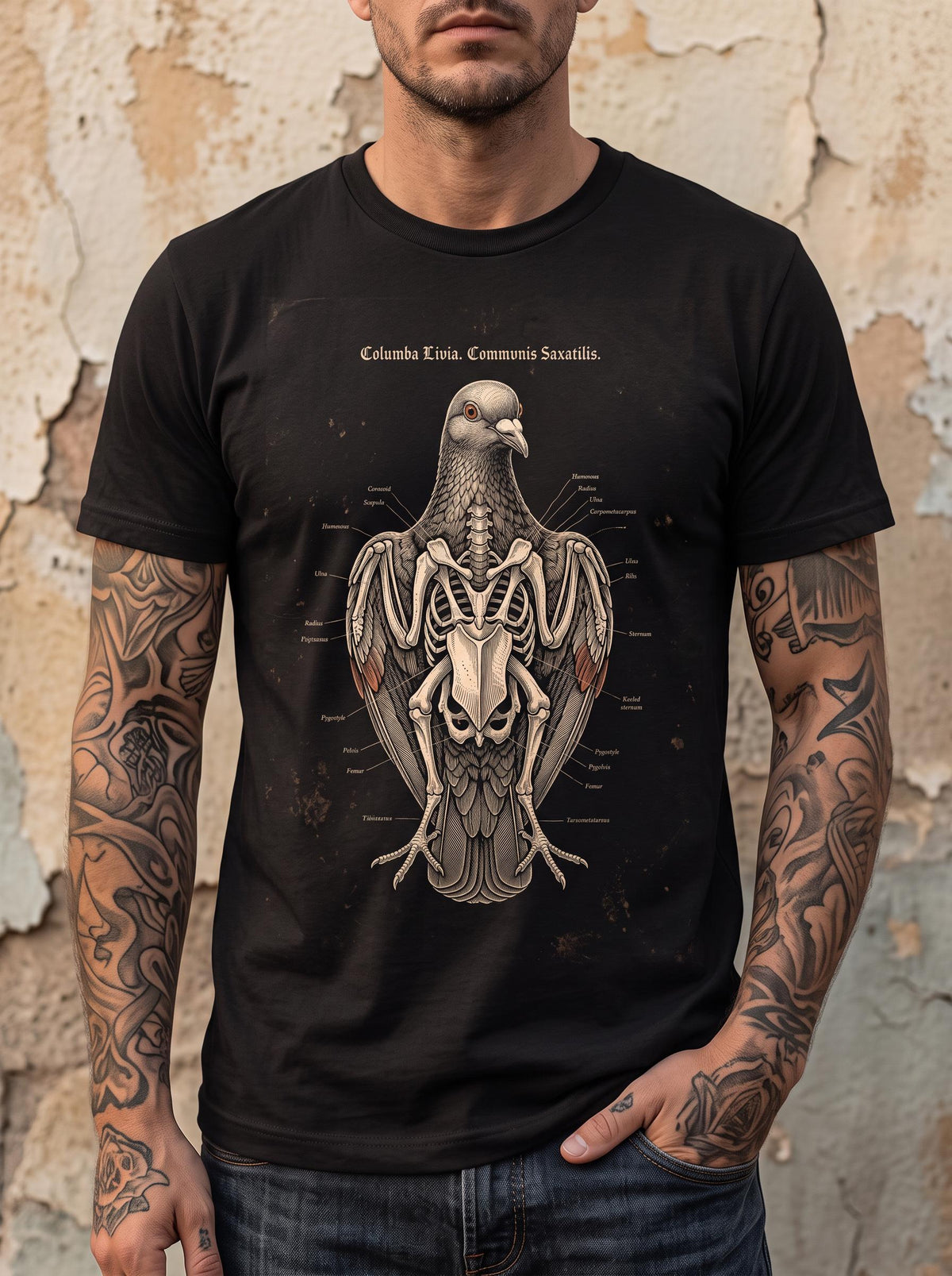 Pigeon Shirt, Rock Dove Anatomy Tee, Occult Naturalist Bird T-Shirt, Dark Academia Ornithology Gift
