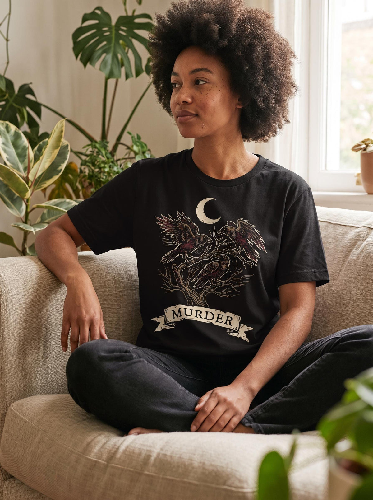 Crow Shirt, Murder of Crows Tee, Three Ravens T-Shirt, Folk Horror Gothic Gift, Dark Occult Bird Shirt