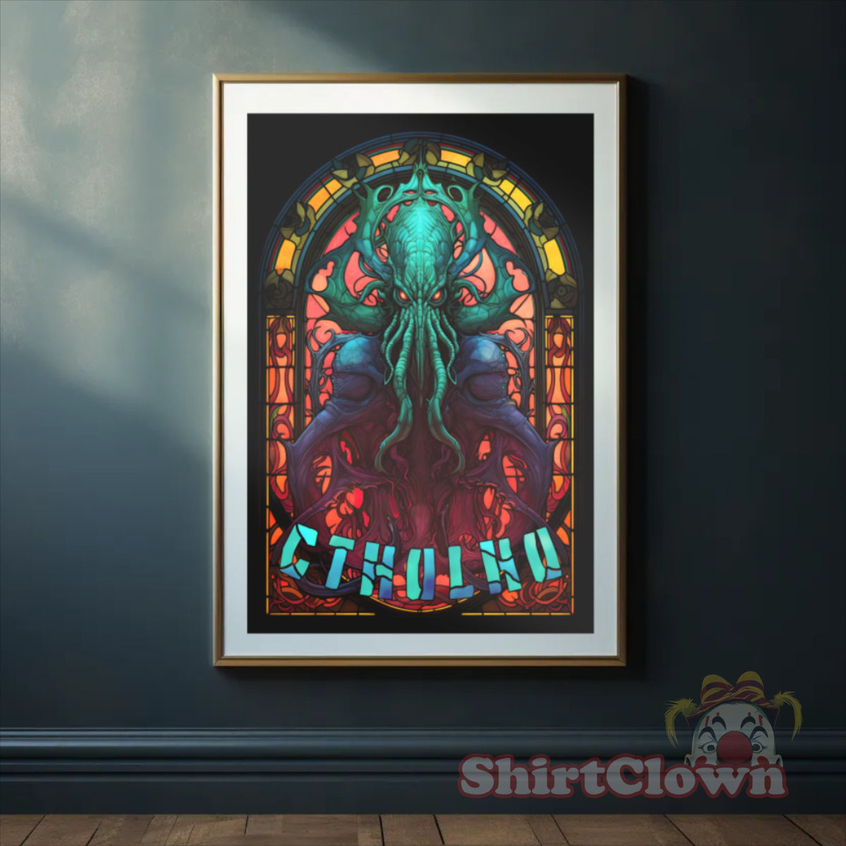 Cthulhu Stained Glass Art Print | HP Lovecraft Artwork | Cult Monster Decor | Horror Gift