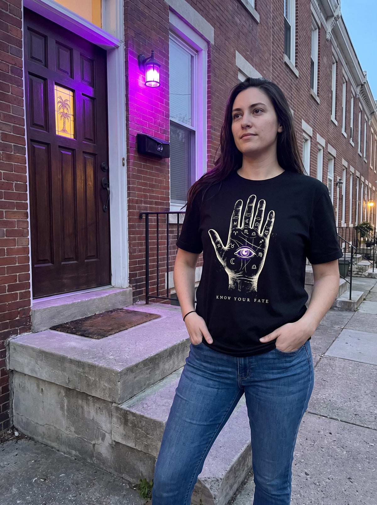 Palmistry Hand Tee, Know Your Fate Astrology Shirt, Occult Zodiac All Seeing Eye, Mystical Tarot Goth Clothing