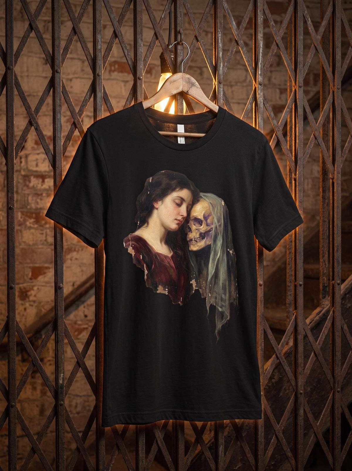 Dark Romance Shirt, Death and the Maiden Tee, Gothic Oil Painting T-Shirt, Memento Mori Lover Gift, Doomed Romance Shirt