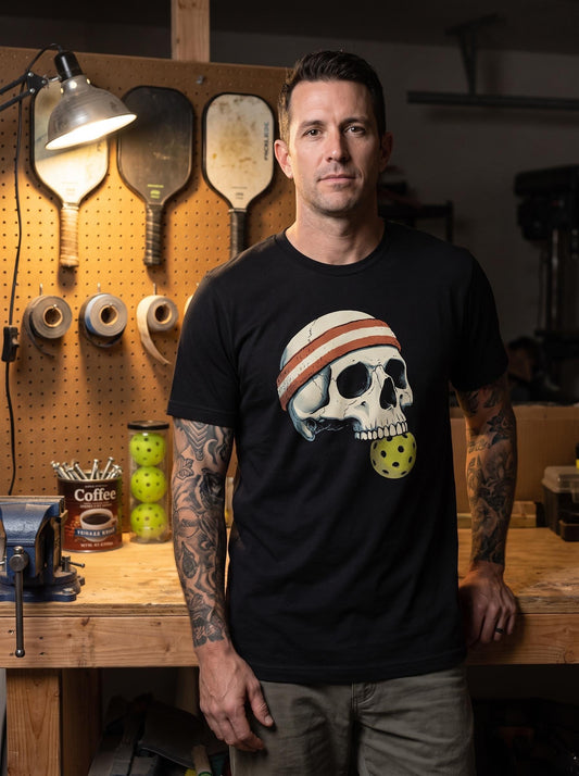Skull Pickleball Shirt, Skeleton Paddle Sport Tee, Vintage Athletic Goth T-Shirt, Funny Pickleball Player Gift, Dark Humor Pickleball Shirt