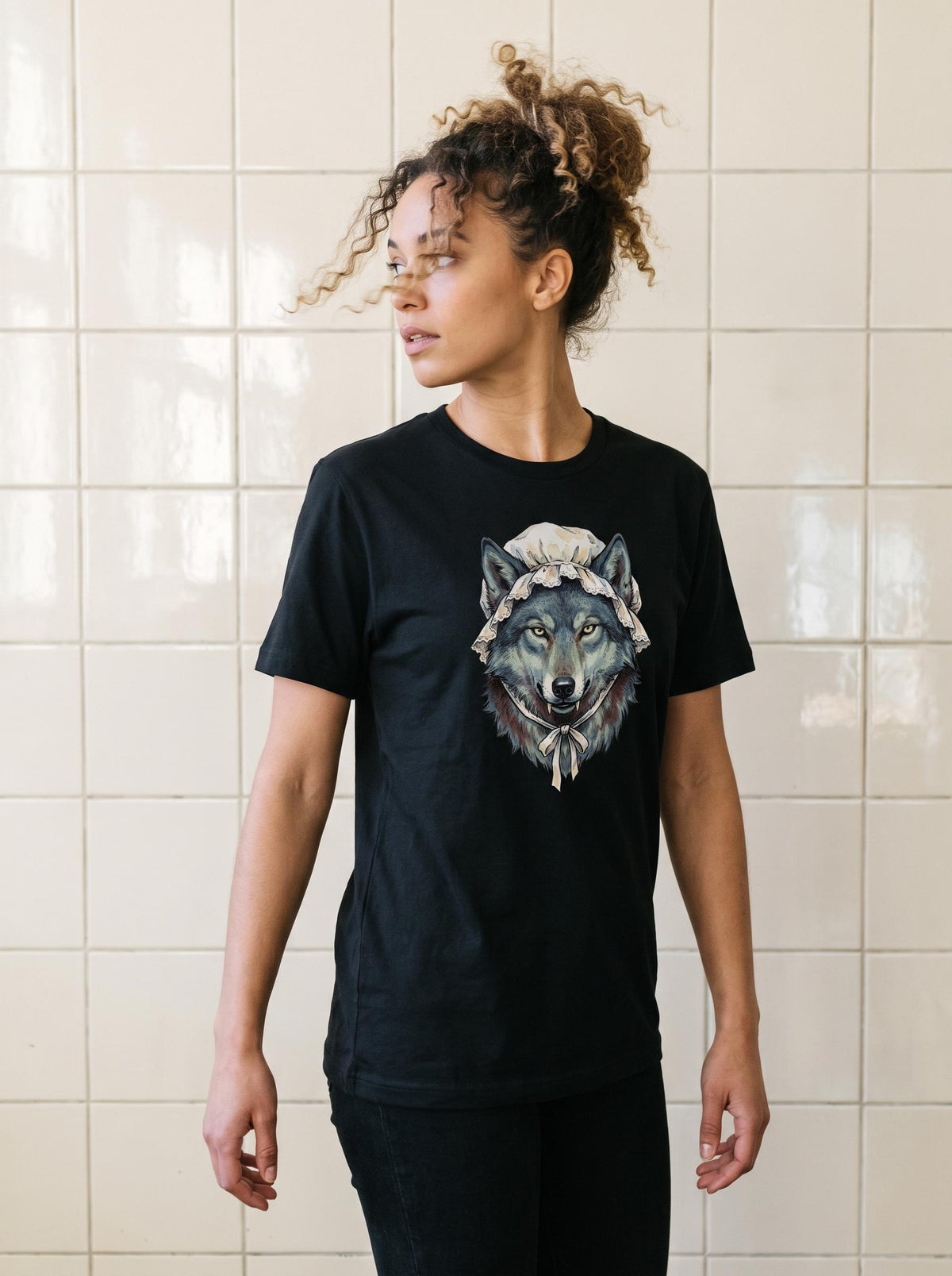 Folk Horror Wolf Shirt, Big Bad Wolf Grandmother Tee, Dark Fairytale T-Shirt, Goth Folklore Lover Gift, Red Riding Hood Wolf Shirt