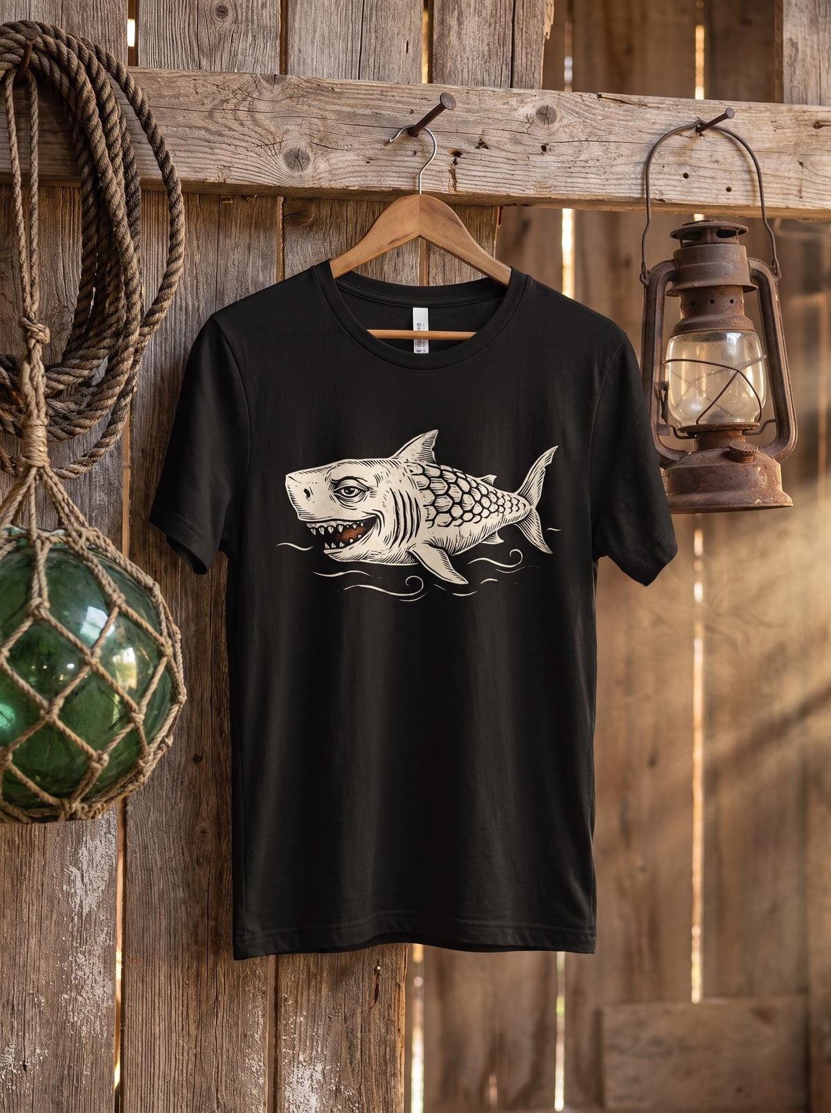 Medieval Shark Shirt, Sea Dogge Bestiary Tee, Weird Medieval Art T-Shirt, Funny Marginalia Gift, Dark Academia Shark Shirt