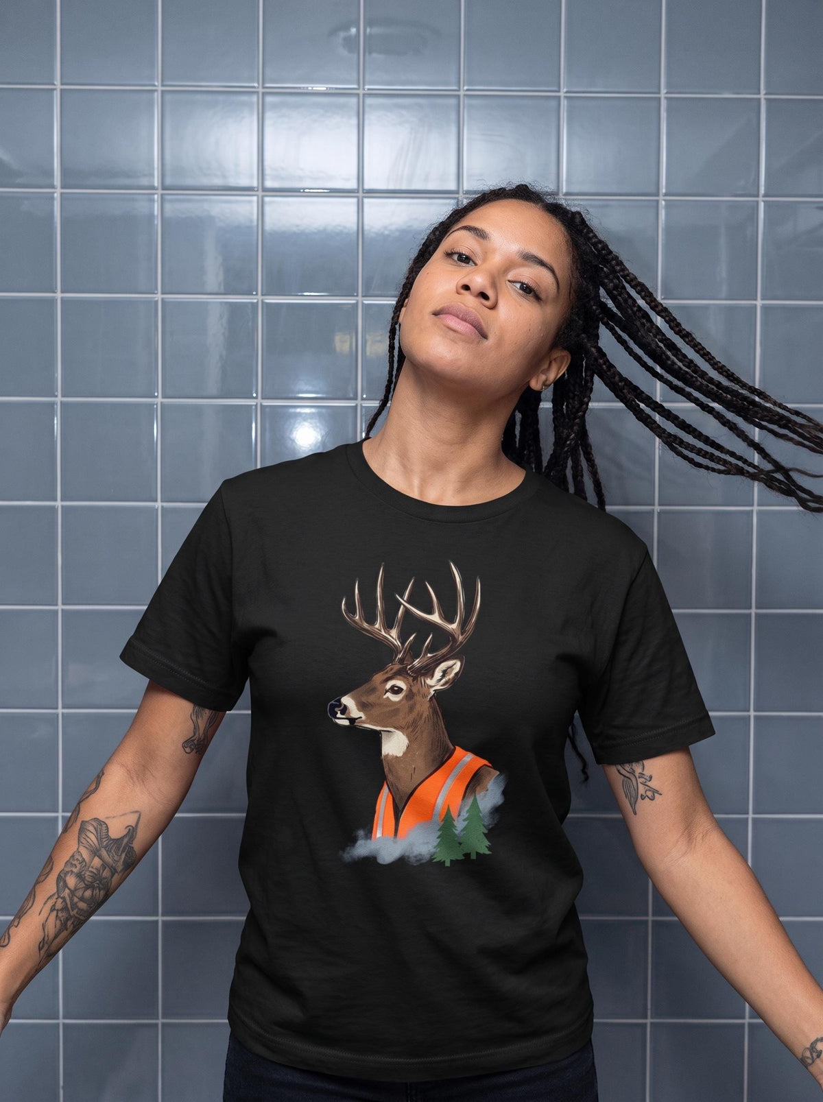 Blaze Orange Deer Shirt, Buck In Hunter Vest Tee, Dark Humor Outdoor T-Shirt, Deer Hunter Dad Gift, Funny Deer Hunting Shirt