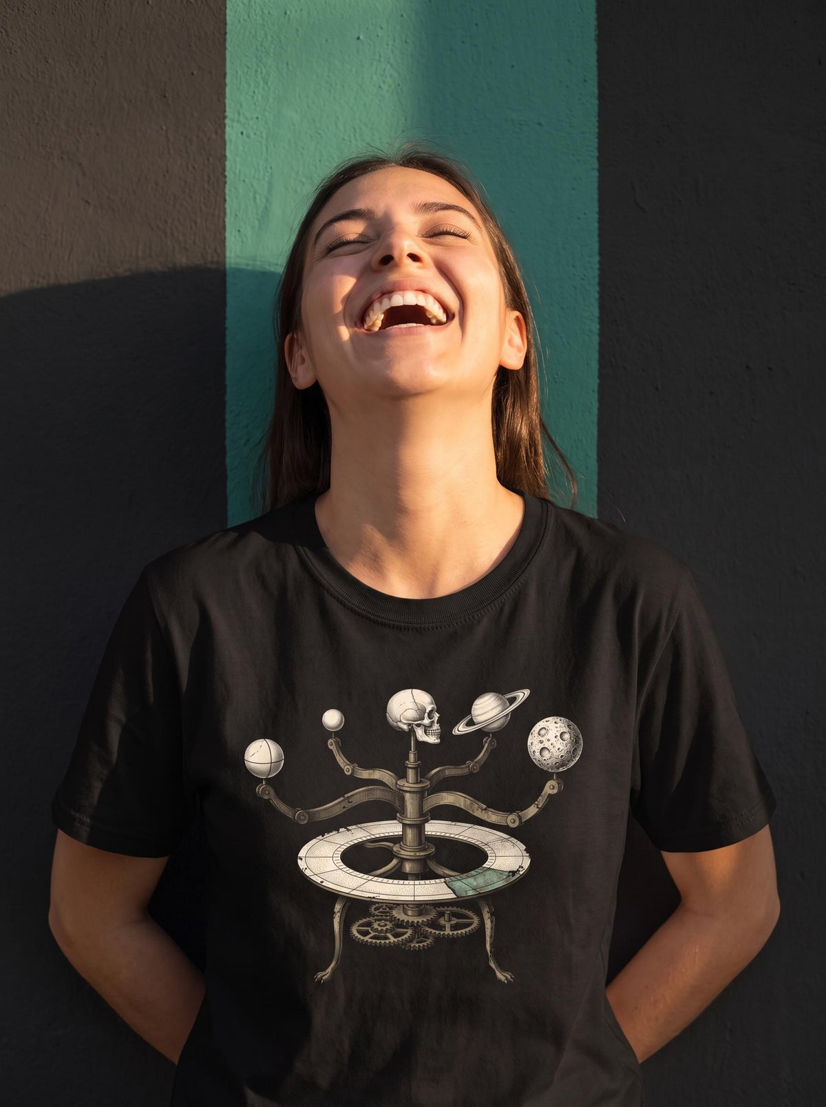 Orrery Shirt, Memento Mori Celestial Tee, Dark Academia Astronomy T-Shirt, Gothic Occult Space Gift, Vintage Skull Shirt
