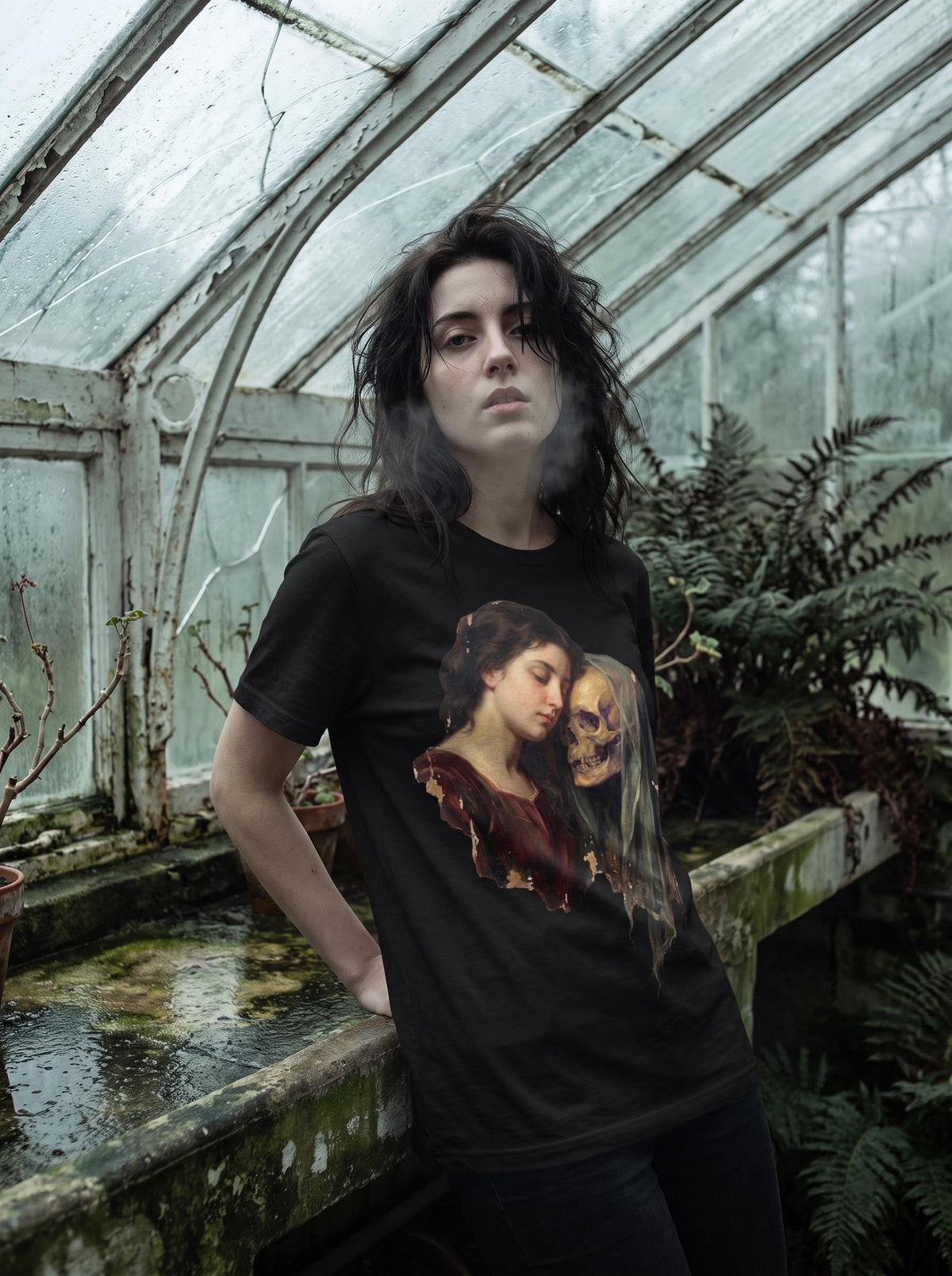 Dark Romance Shirt, Death and the Maiden Tee, Gothic Oil Painting T-Shirt, Memento Mori Lover Gift, Doomed Romance Shirt